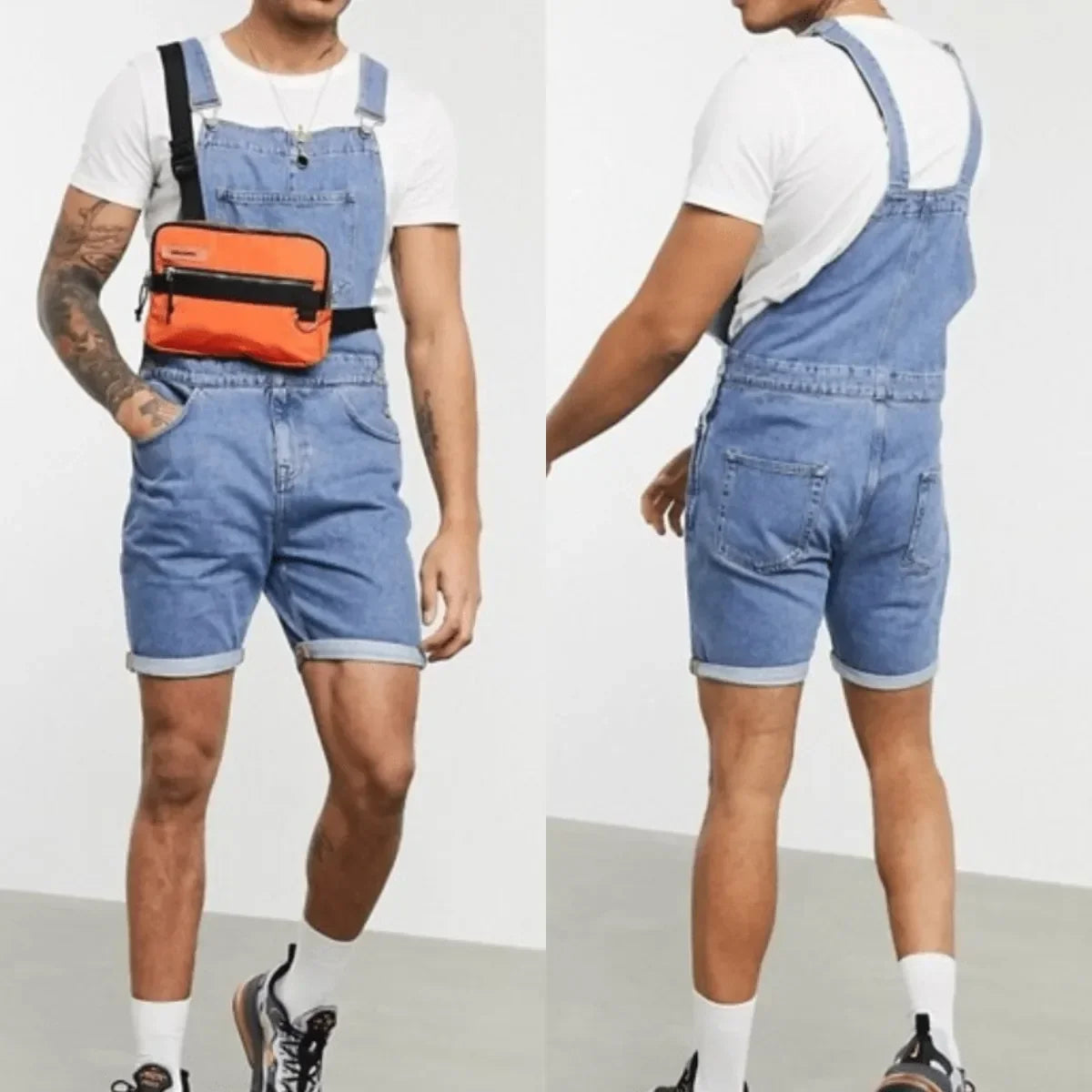 Salopette Corta Jeans Uomo