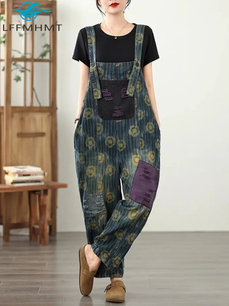 Salopette Jeans Fiori