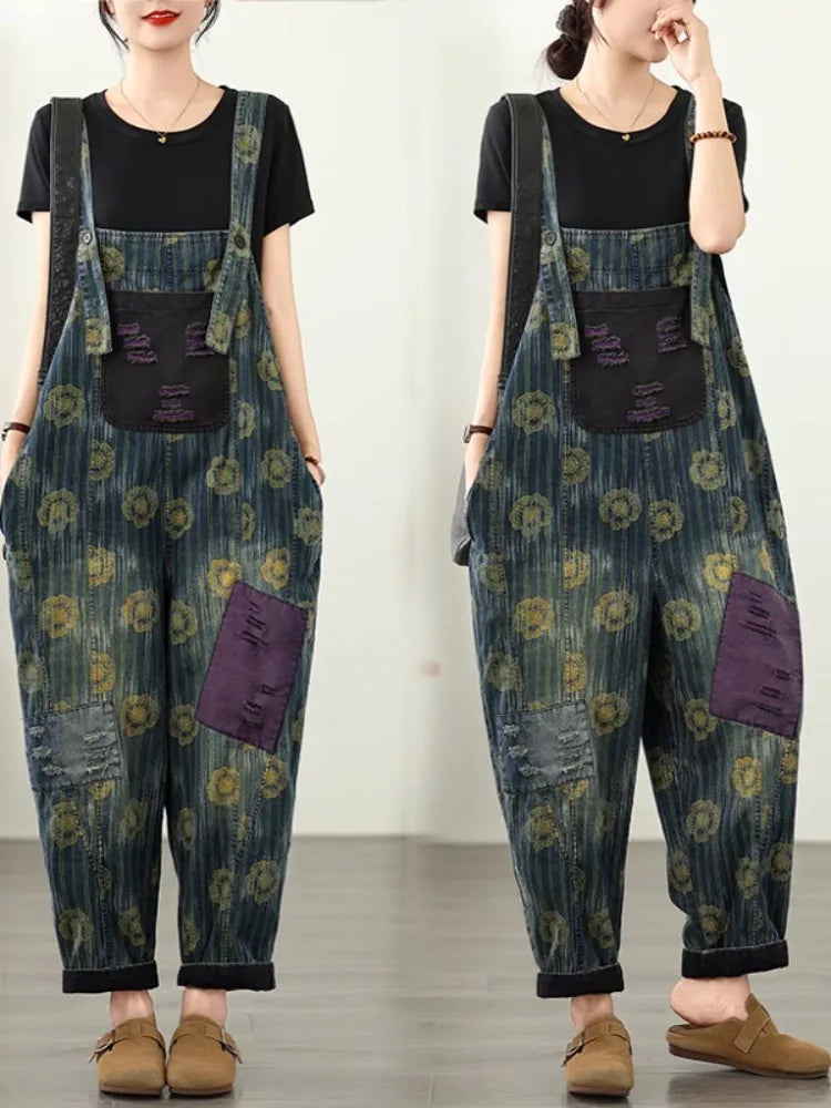 Salopette Jeans Fiori