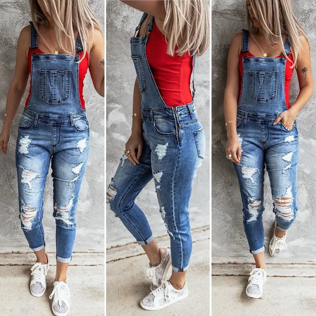 Salopette Jeans Strappati