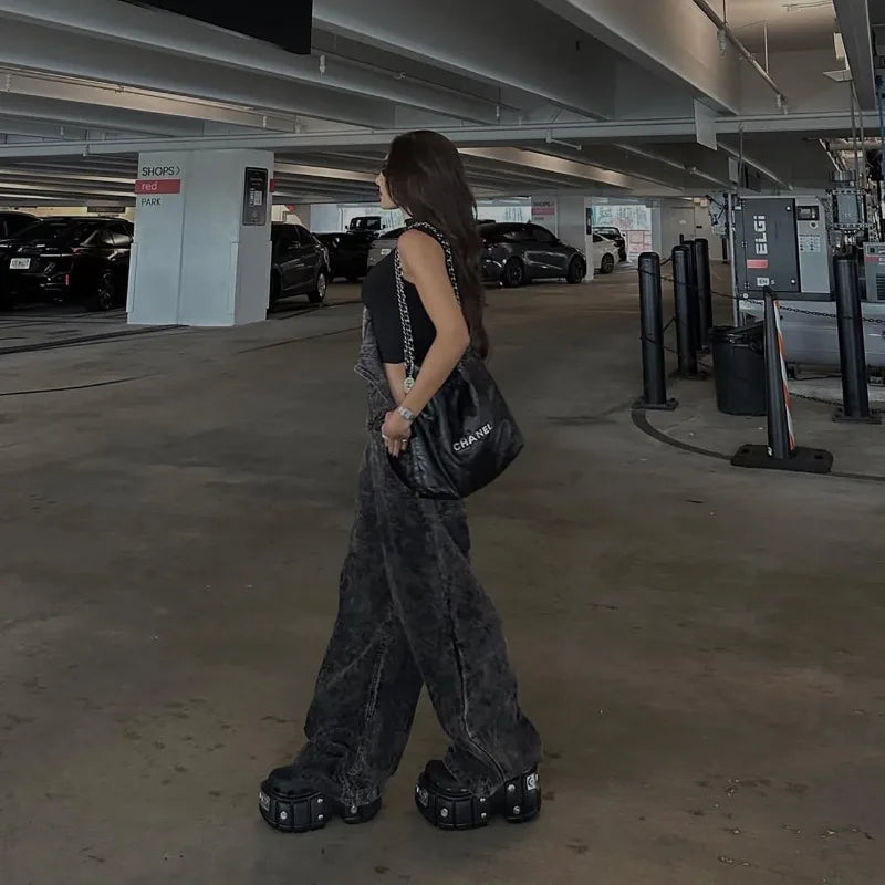 Salopette Di Jeans Lunga