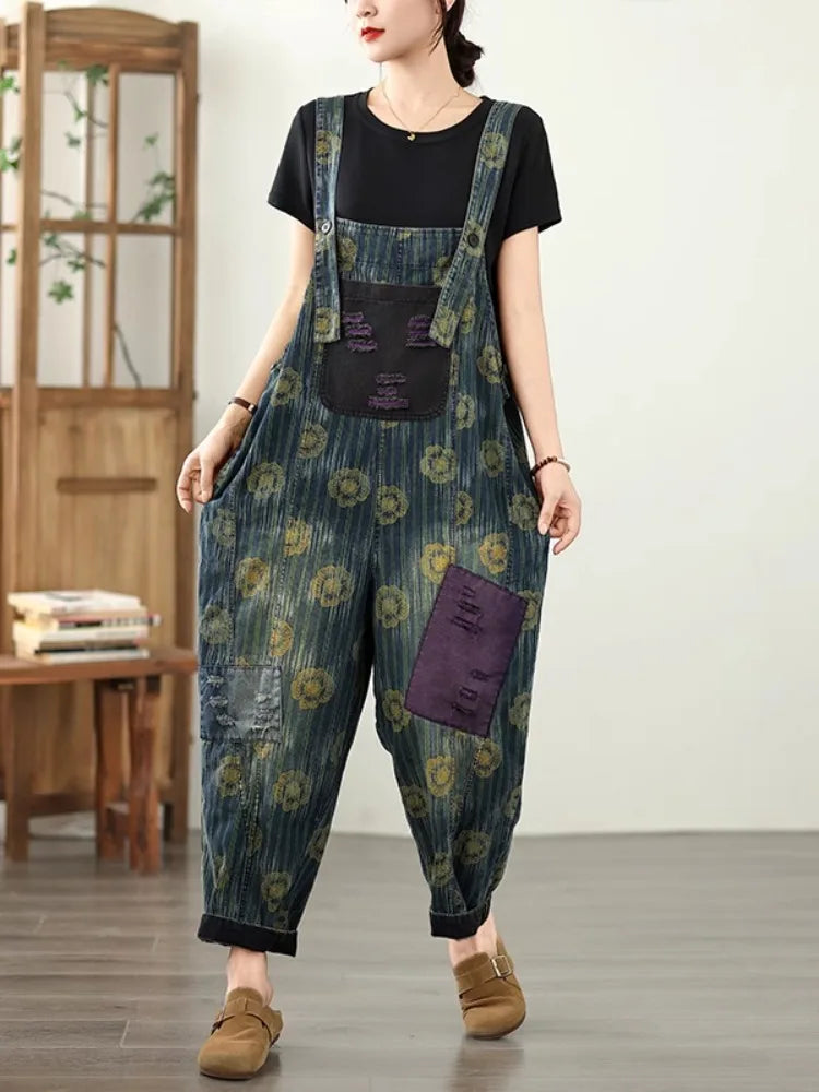 Salopette Jeans Fiori