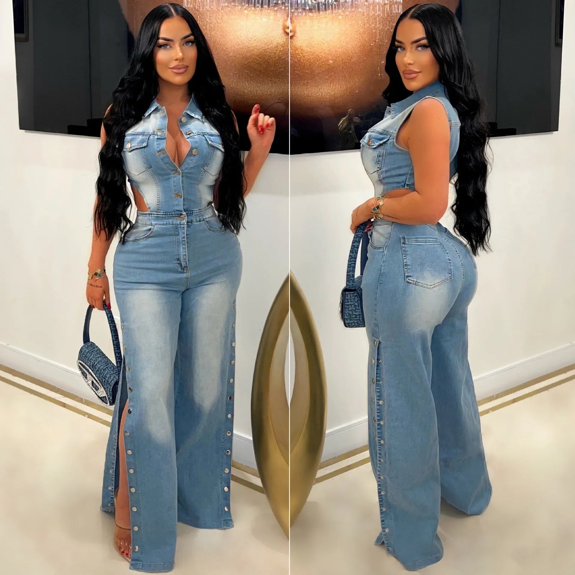 Salopette Jeans Stretta