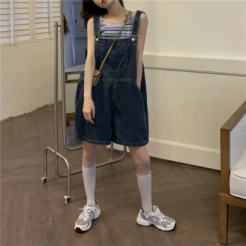 Salopette Corta Jeans Donna