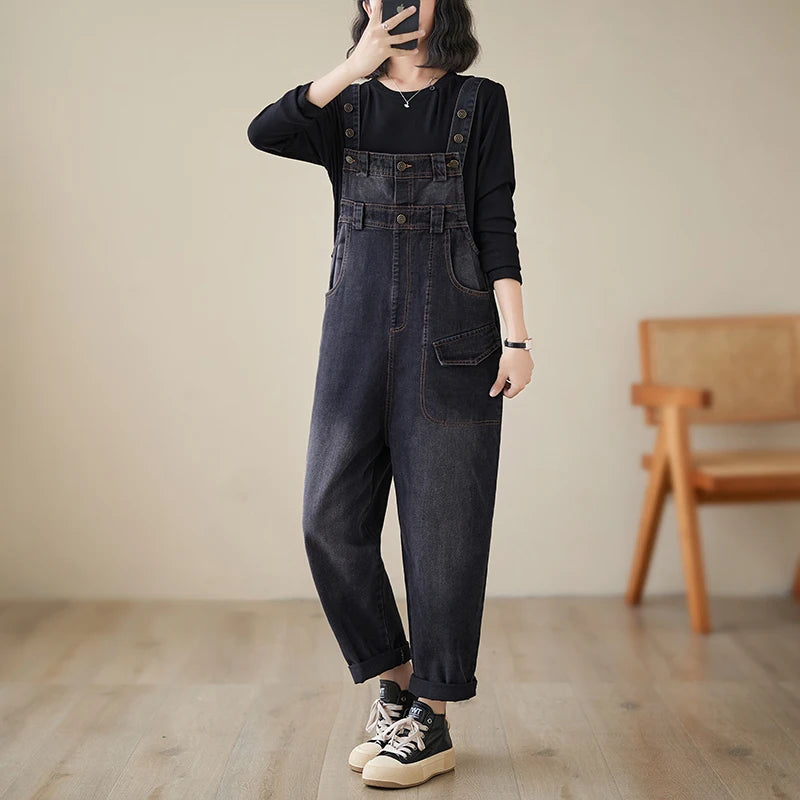 Salopette Gonna Jeans Nera