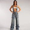 Salopette Jeans Con Gonna