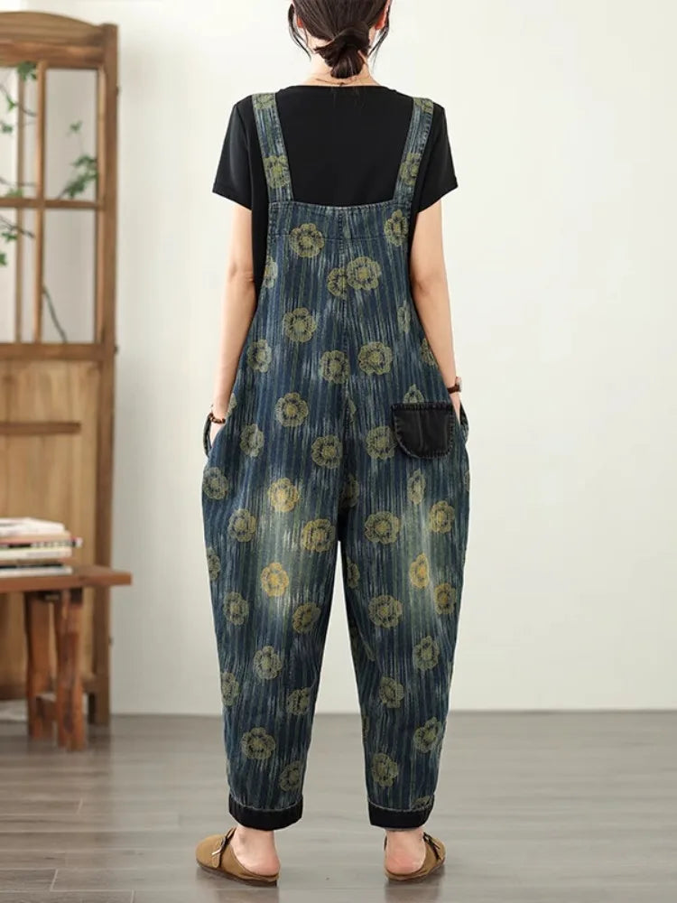 Salopette Jeans Fiori