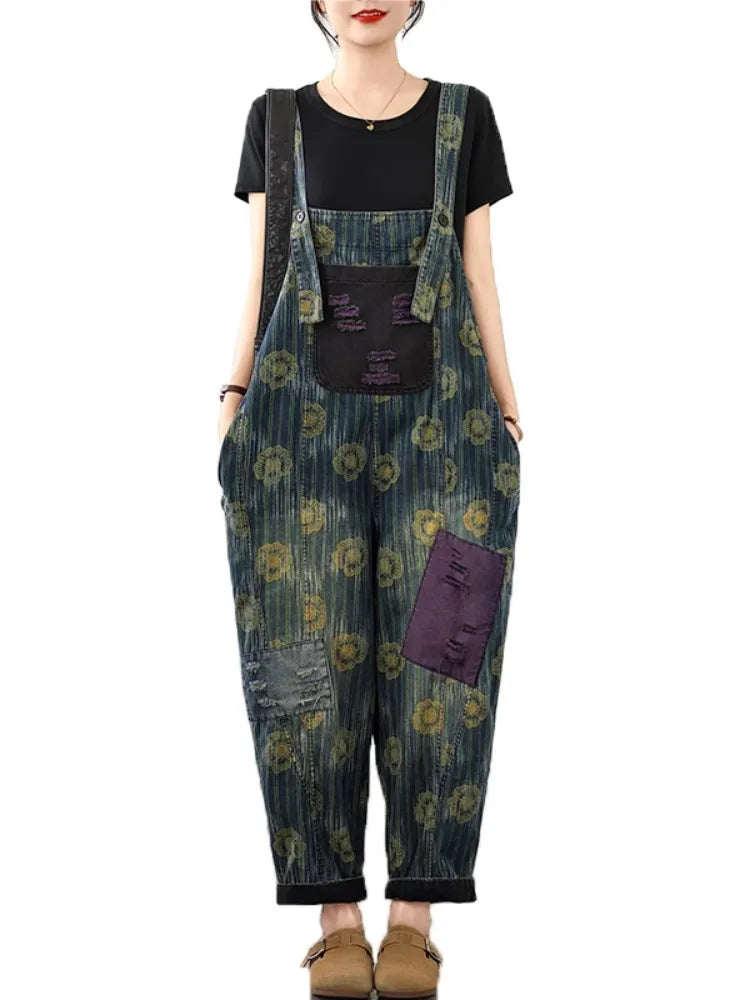 Salopette Jeans Fiori