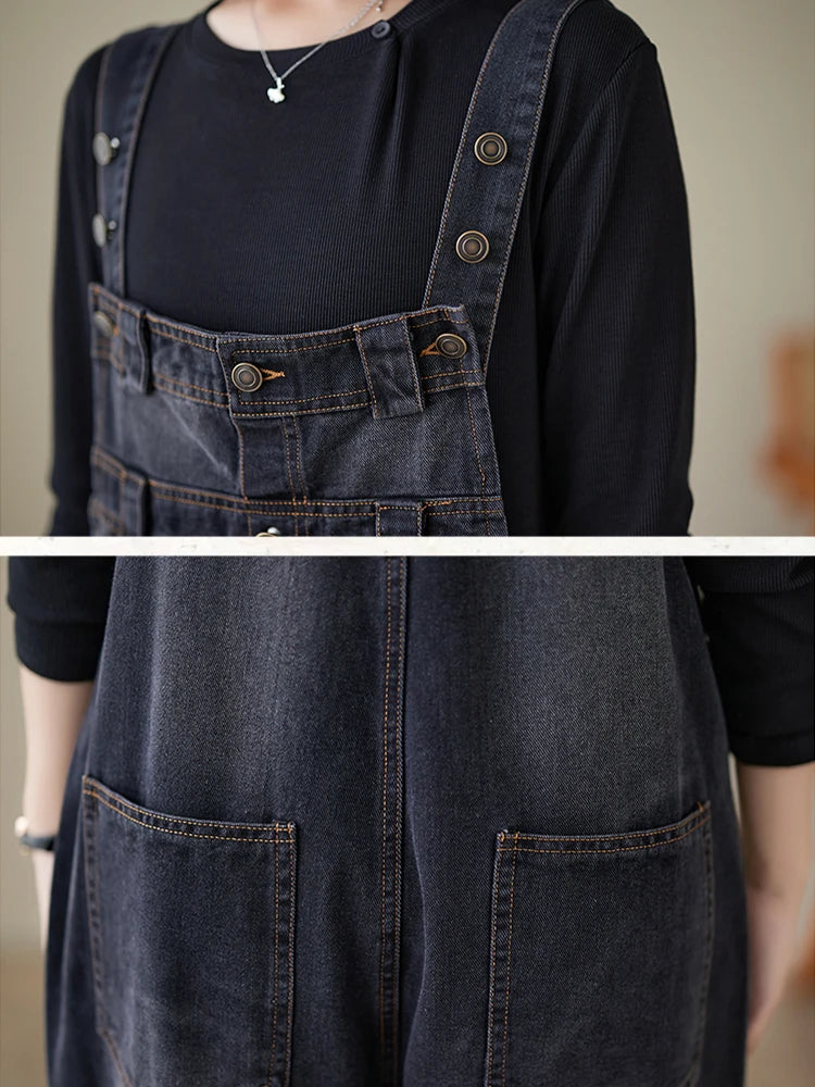 Salopette Gonna Jeans Nera