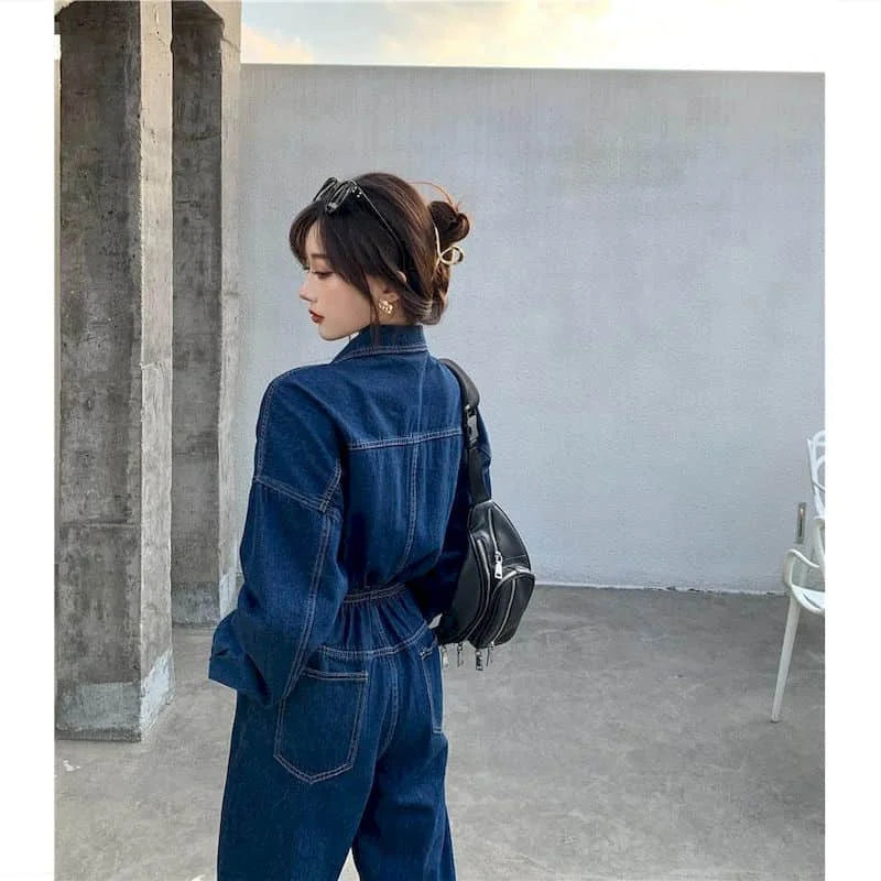 Salopette Jeans Donna Manica Lunga