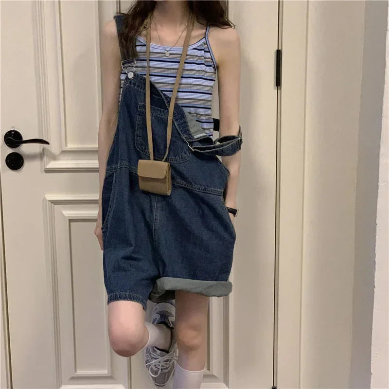 Salopette Corta Jeans Donna