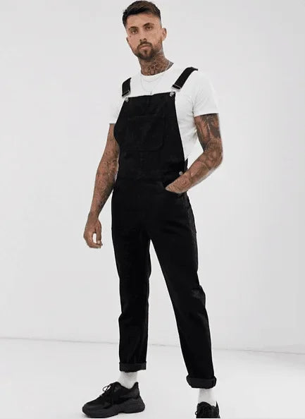 Salopette Jeans Nera Uomo