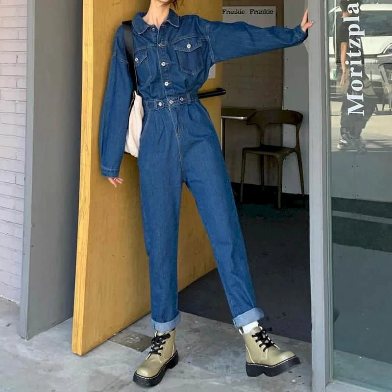 Salopette Jeans Donna Manica Lunga