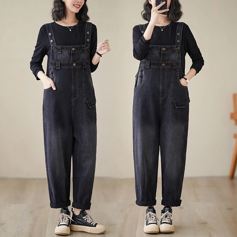 Salopette Gonna Jeans Nera