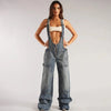 Salopette Jeans Con Gonna
