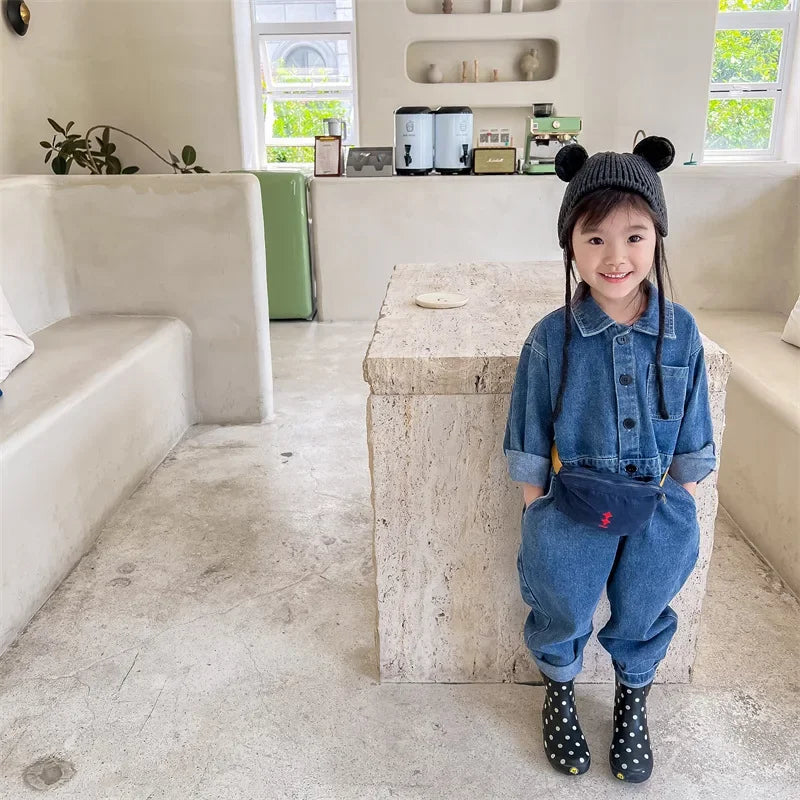 Salopette Jeans Lunga Bambina