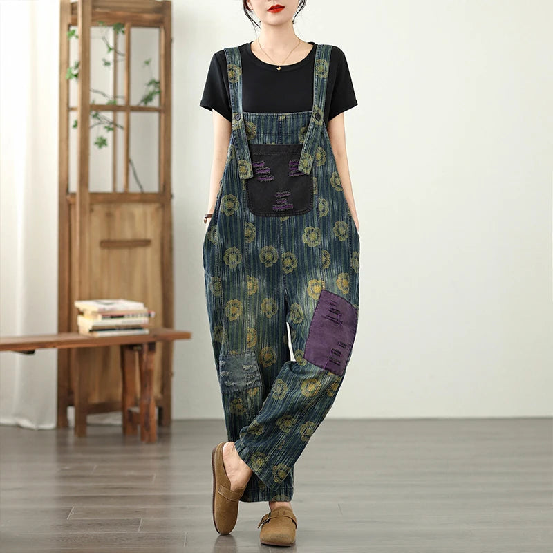 Salopette Jeans Fiori