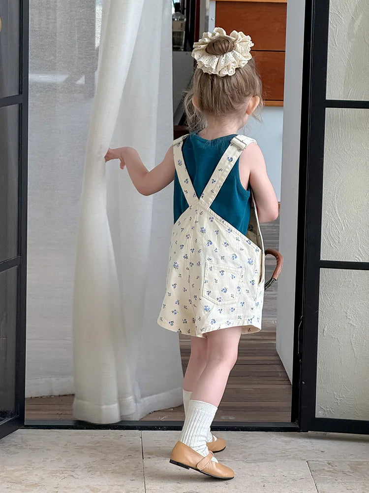 Salopette Jeans Corta Bambina