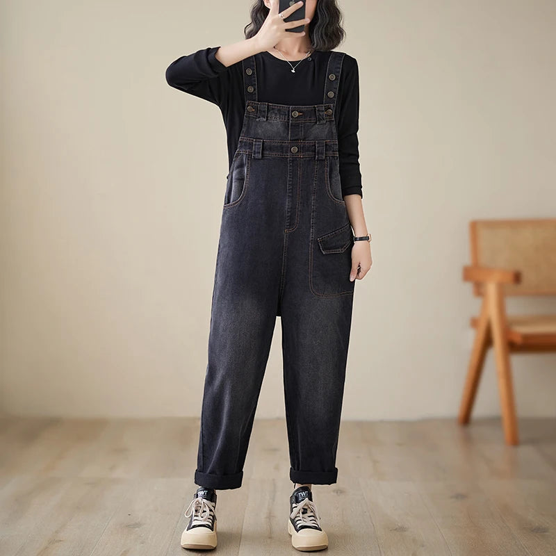 Salopette Gonna Jeans Nera