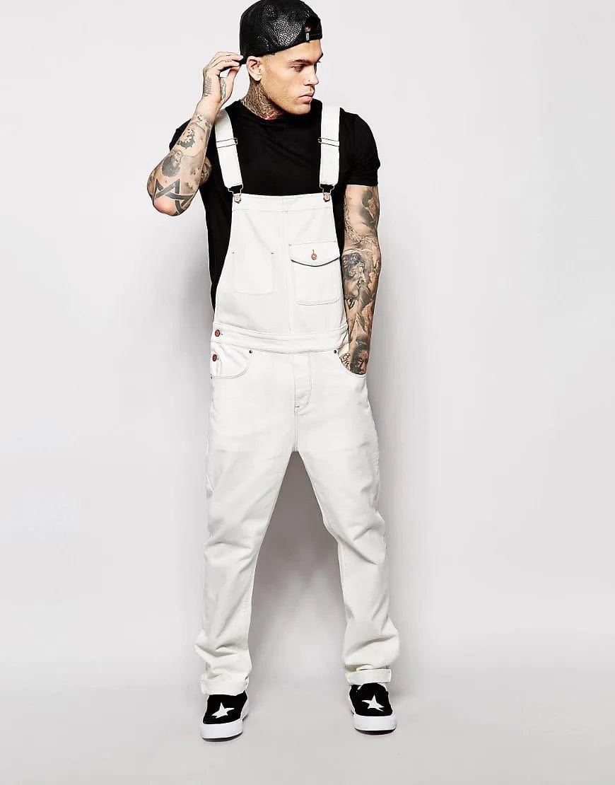 Salopette jeans Bianco Salopette Per Tutti
