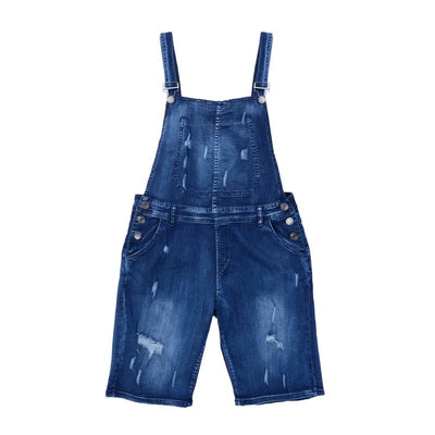 Salopette Jeans Shorts Blu